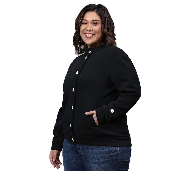 Navy Buttoned Sweatshirt, , alternate image number null