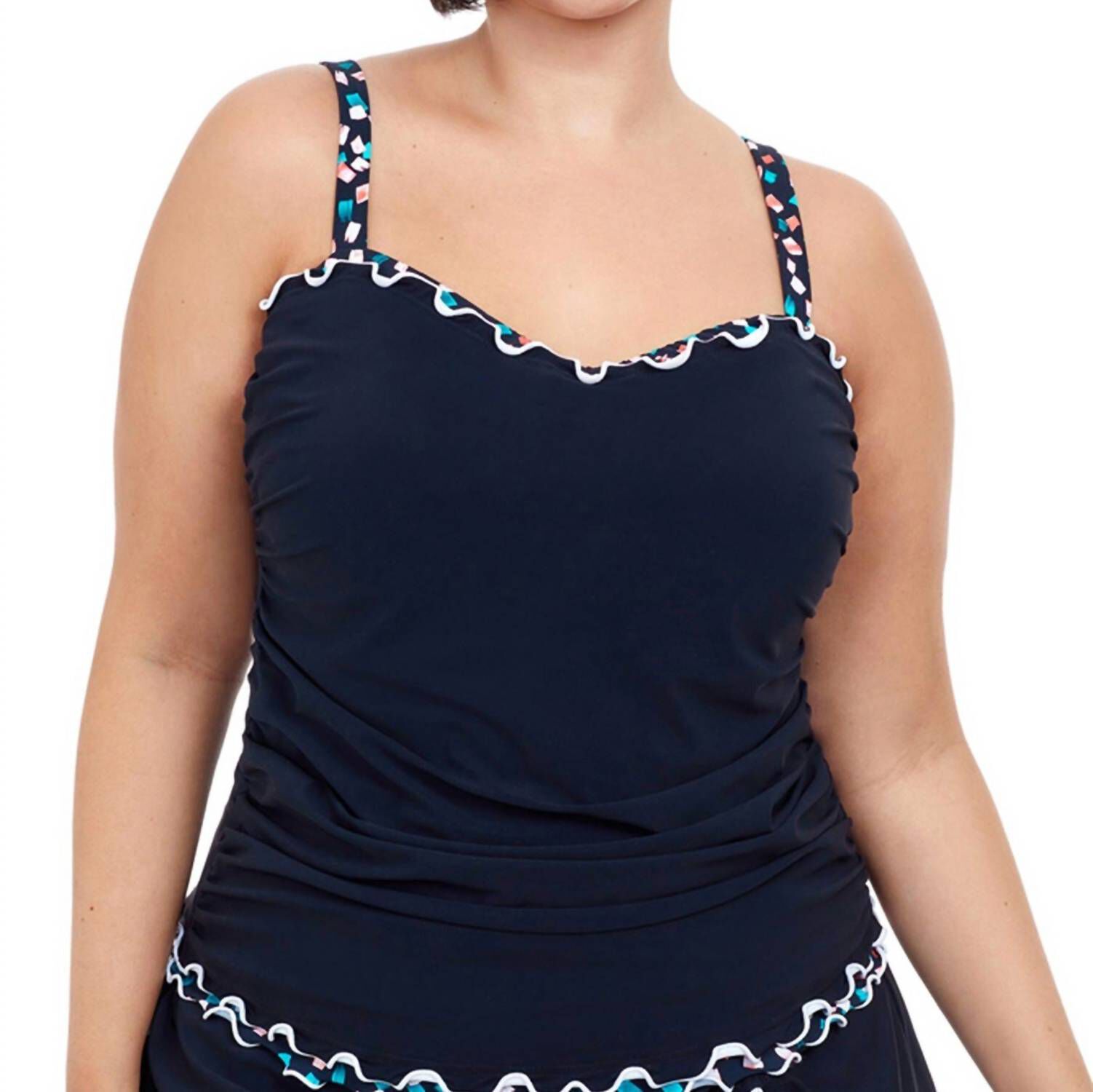 SHIRRED UNDERWIRE TANKINI TOP, Gin Fizz Black / Black, hi-res image number 0