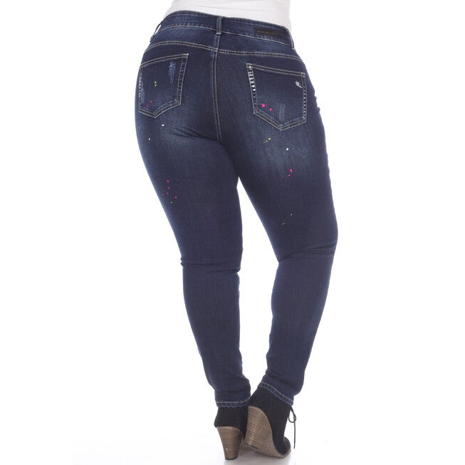 Paint Effect Dark Blue Denim, Dark Blue / Dark Wash, alternate image number 4