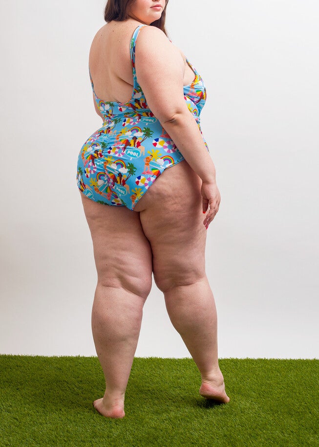 Poolside Printed One-Piece Swimsuit, Blue / Light Blue, alternate image number 1