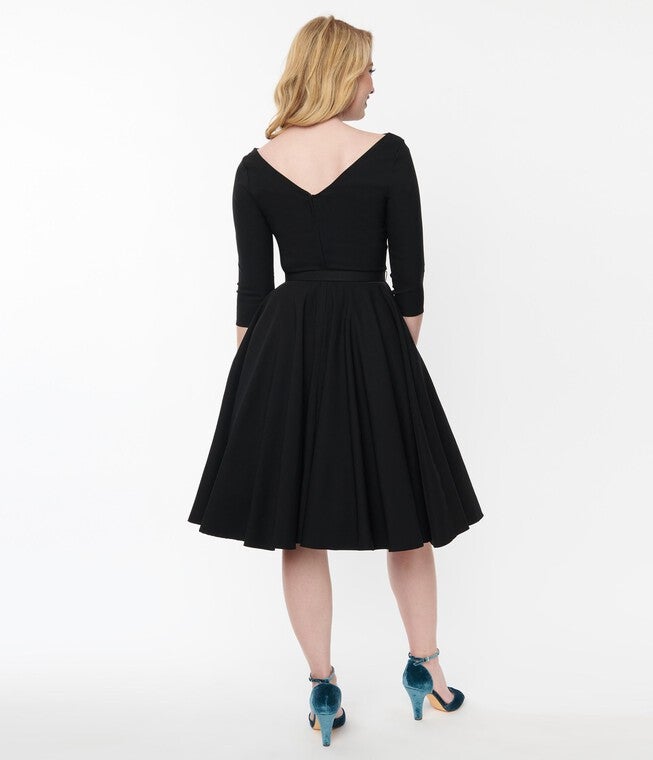 Unique Vintage Black Devon Swing Dress, , alternate image number 6