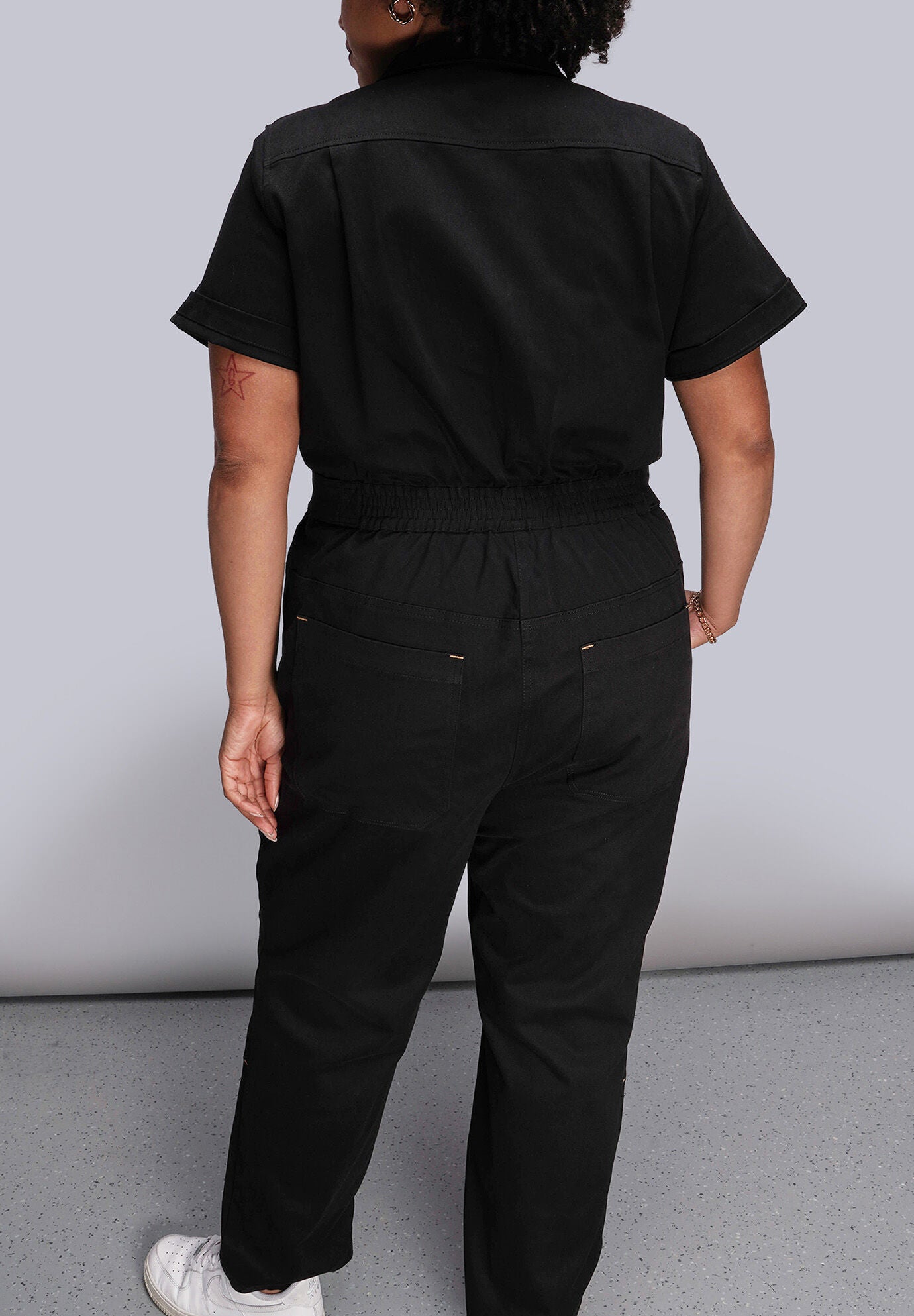 The Essential High Waisted Coverall, BLACK / Black, alternate image number 2