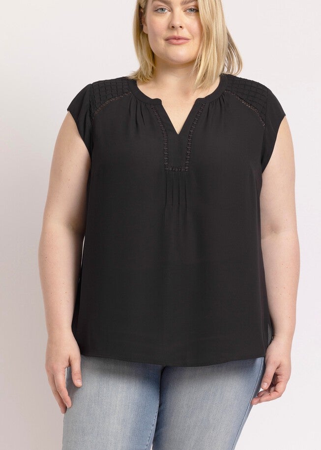 Adalee Cap Sleeve Top with Lace, , alternate image number 9