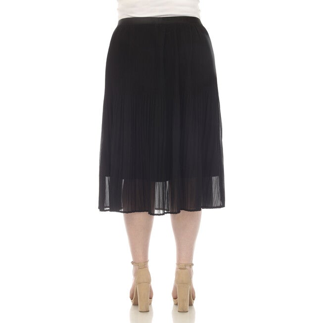 Chiffon Pleated Midi Skirt, Black / Black, alternate image number 4