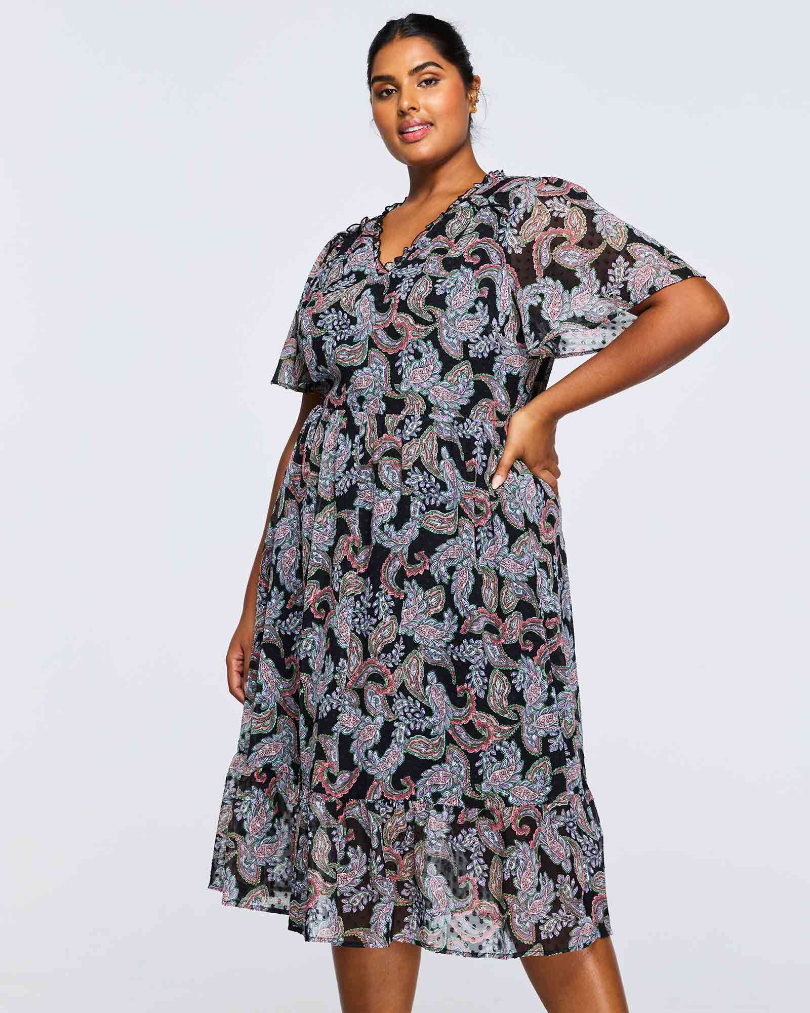 Maya Purple Paisley Midi Dress, , alternate image number 5