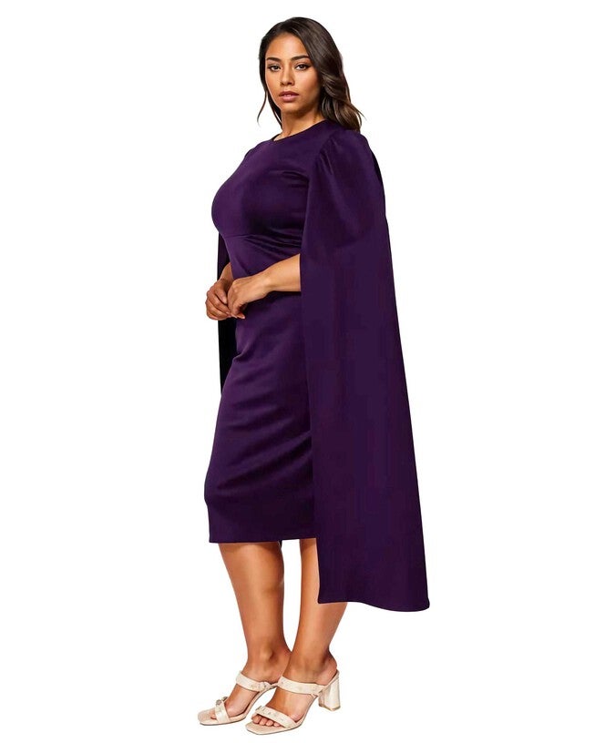 Naomi Cape Dress, Eggplant / Purple, alternate image number 1