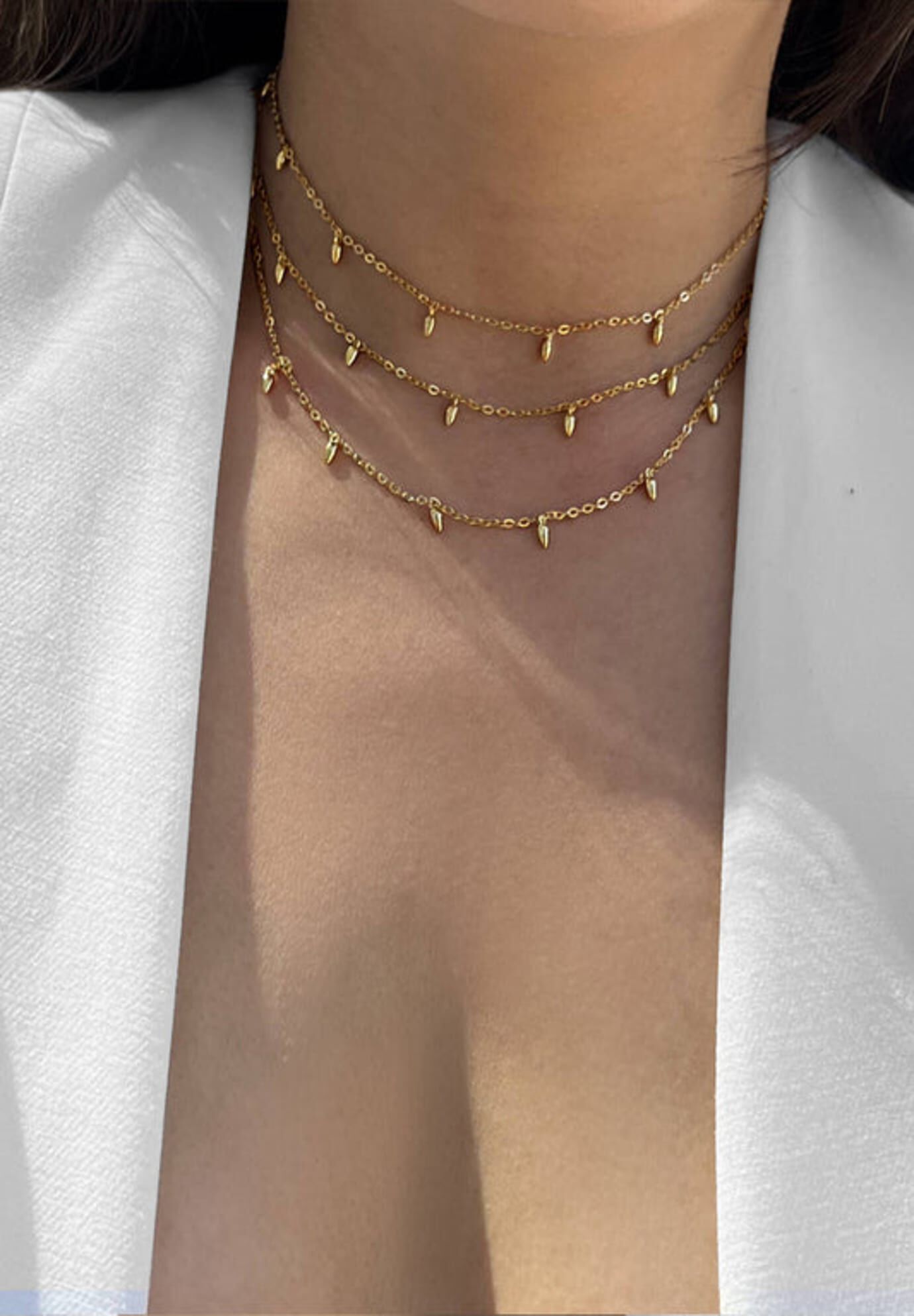 RICE Bead Chain Necklace, Gold / Gold, alternate image number 6