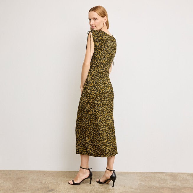 Aisling Slinky Dress - Printed Jersey, Bloom Print / Yellow, alternate image number 1