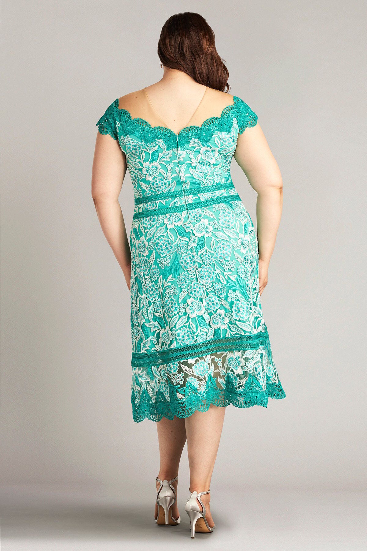 Nance Double Banded Scalloped Lace Dress - PLUS SIZE, COOL AQUA / see-description, alternate image number 1