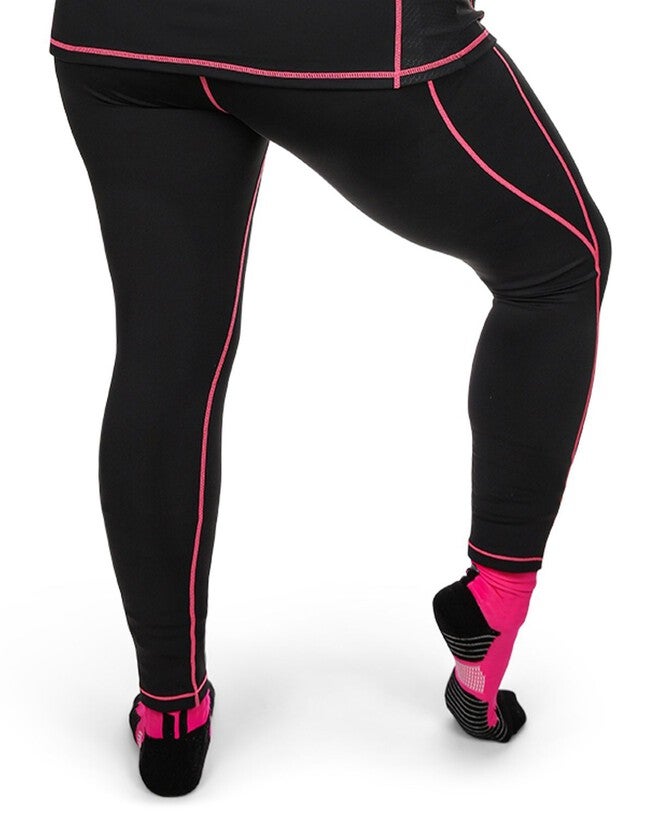 Solid Moisture Wicking Legging With Neon Stitching, Black / Black, alternate image number 2