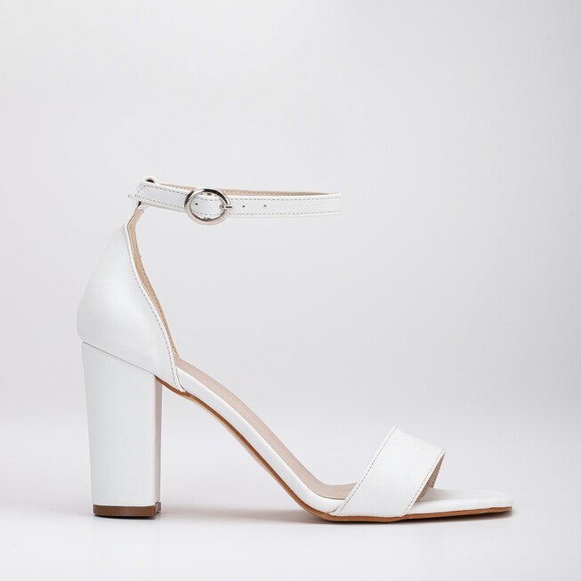 JESS - WHITE OPEN TOE BLOCK HEELS, WHITE / White, hi-res image number 0