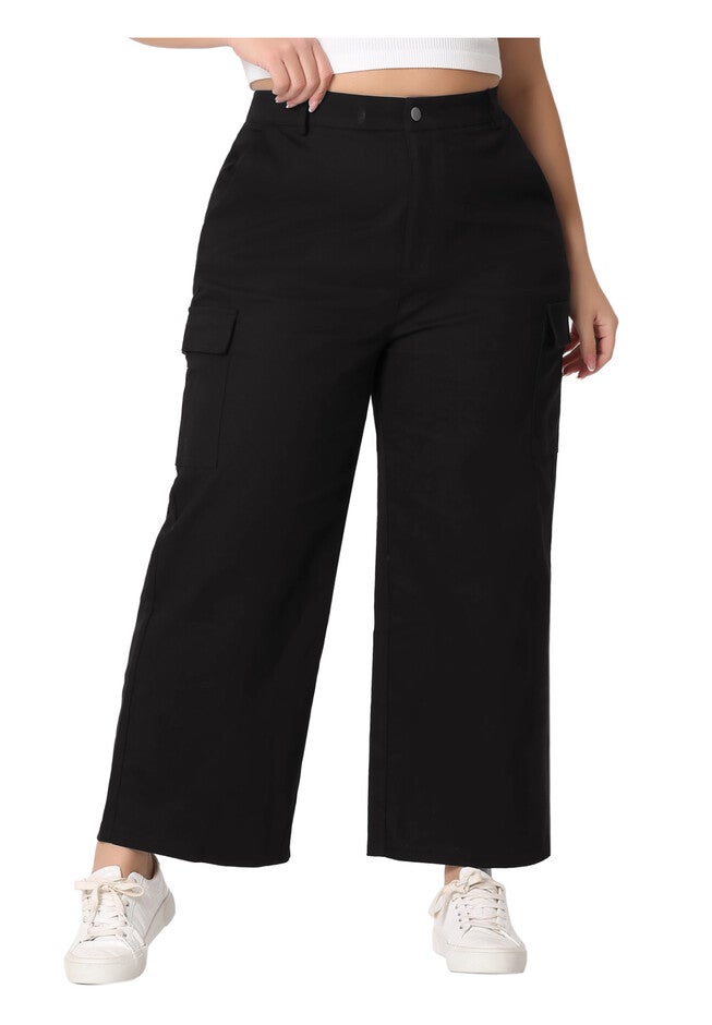 ELASTIC WAIST CARGO PANTS, Black / Black, alternate image number 1