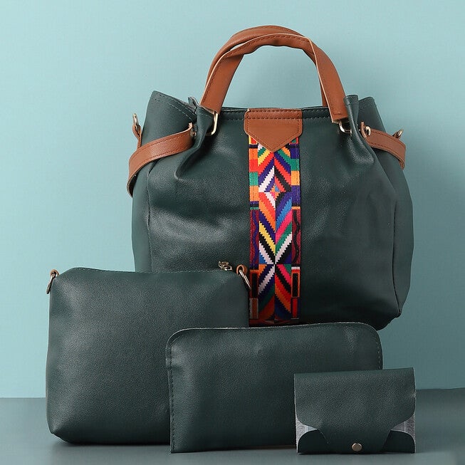 Haute Sauce Women's Geometric Tote Bag, Forest Green / Forest Green, alternate image number 1