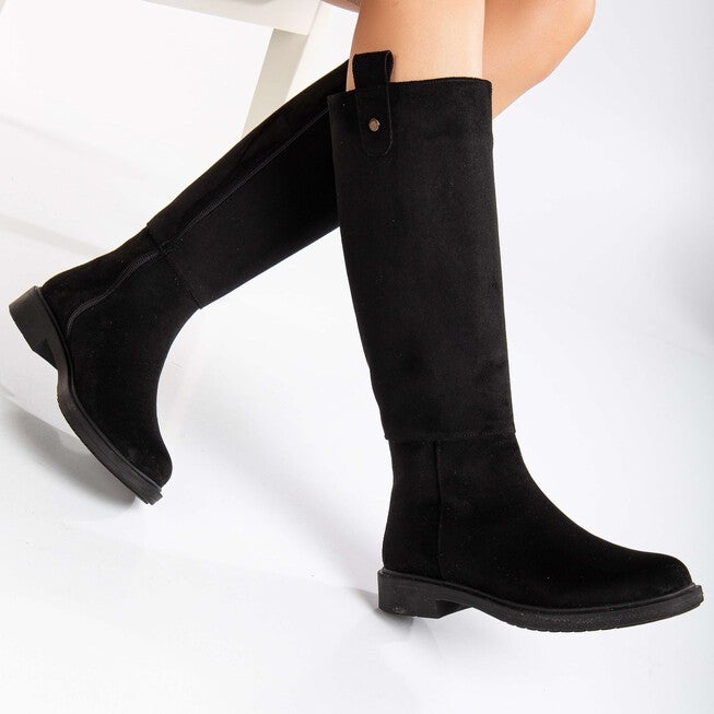 MAEVE - BLACK SUEDE KNEE HIGH RAIN BOOTS, BLACK / Black, alternate image number null