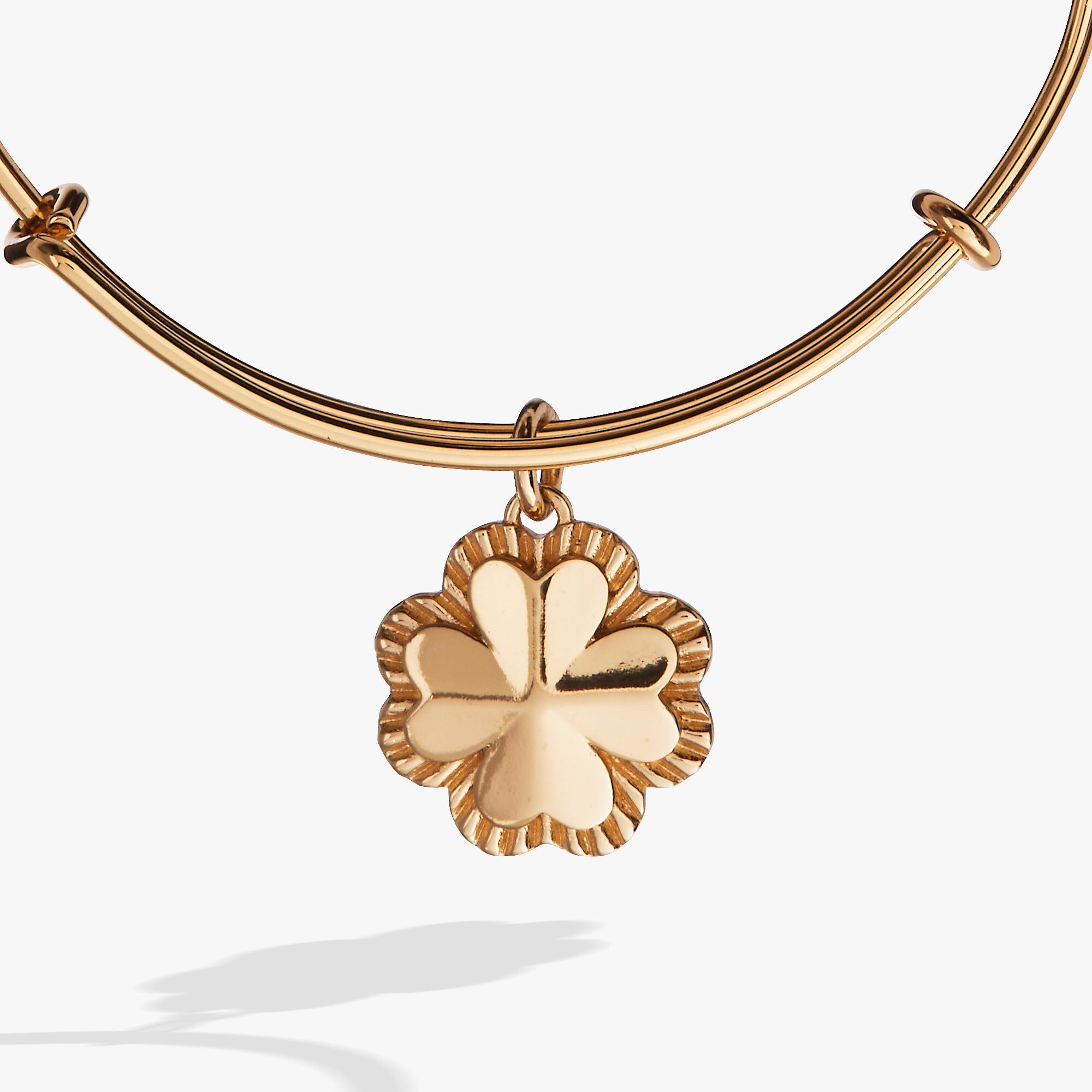 Four-Leaf Clover Charm Bangle, Gold / Gold, alternate image number 1