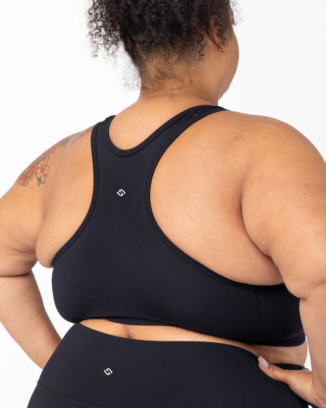 Racerback Sports Bra, Black / Black, alternate image number null