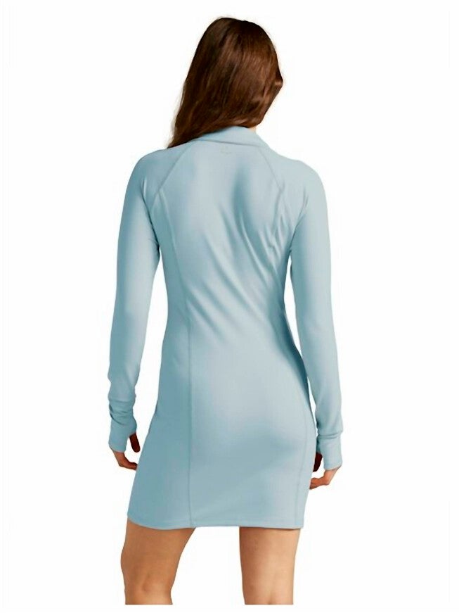 HEATHER RIB WESTSIDE DRESS IN HAZY SKY HEATHER, Hazy Sky Heather / Dusty Blue, alternate image number 2