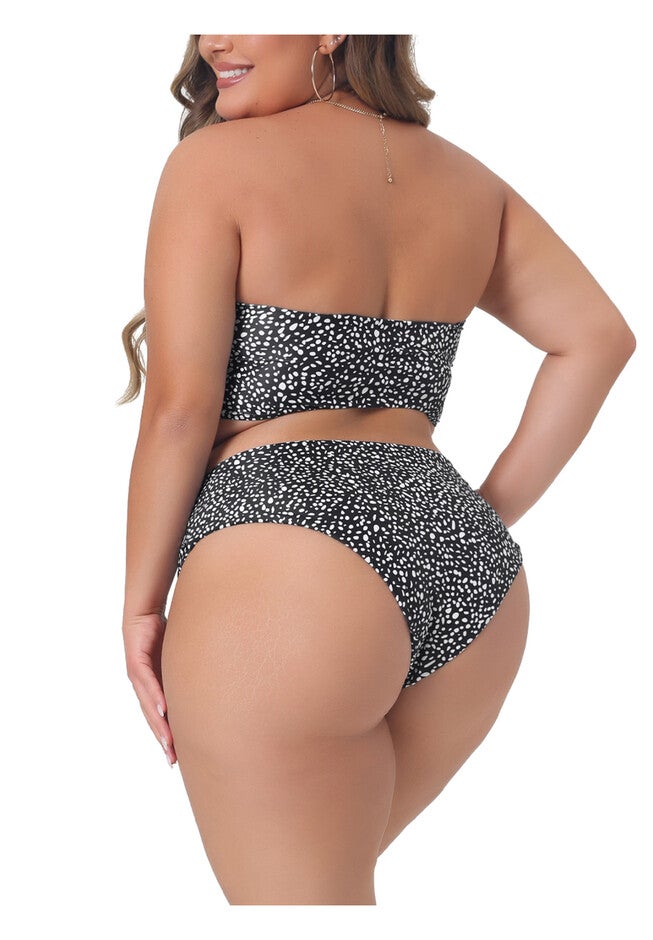 2 Pieces Bandeau Off Shoulder High Waist Bikini, Black / Black, alternate image number 3