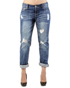 Plus Size Blue Ripped Jeans For Women