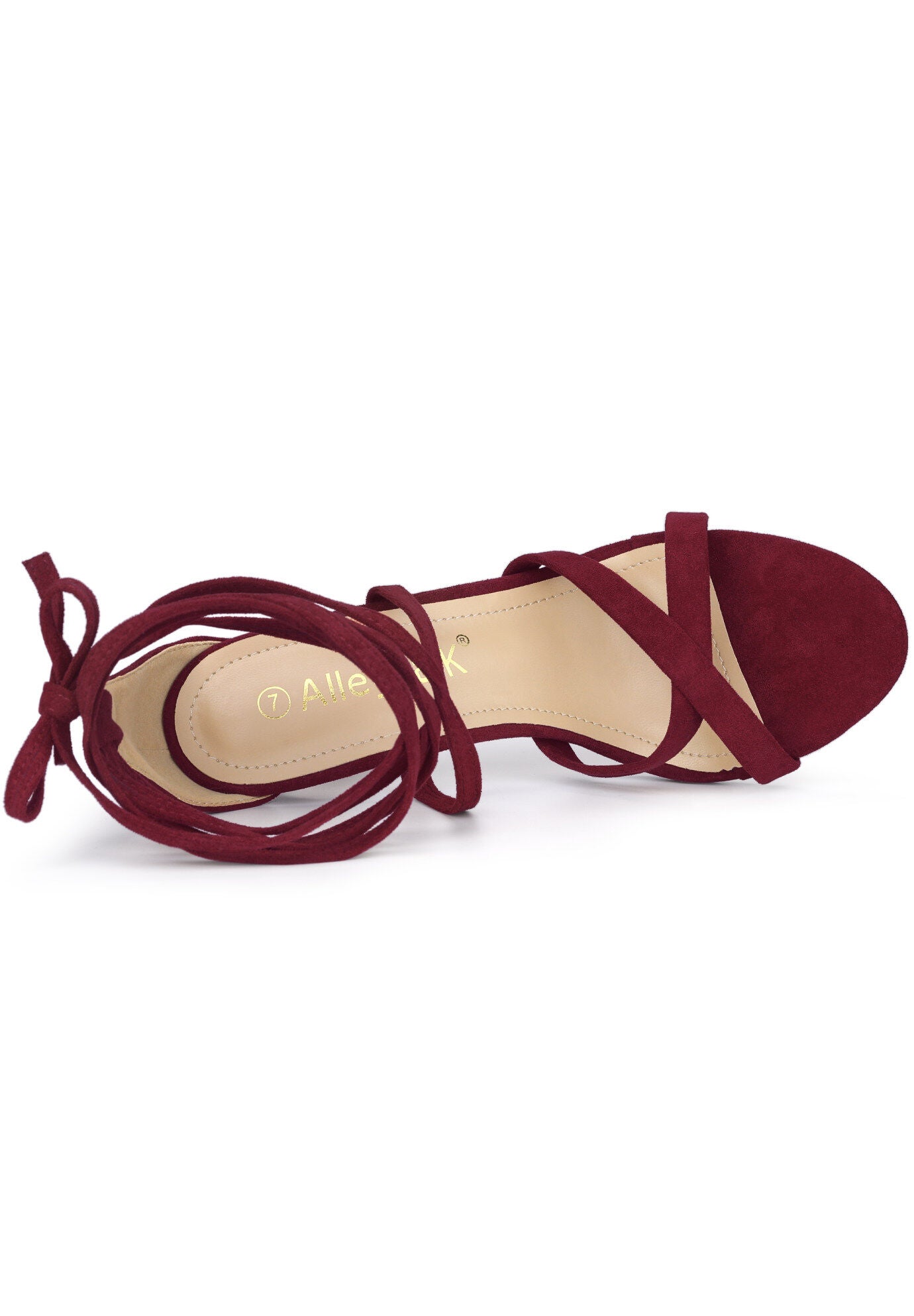Lace Up Heels Stiletto High Heel Sandals, Burgundy / Burgundy, alternate image number 1