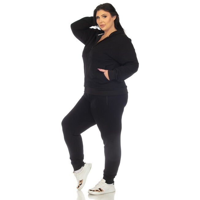 Two Piece Fleece Tracksuit Set, Black / Black, alternate image number null