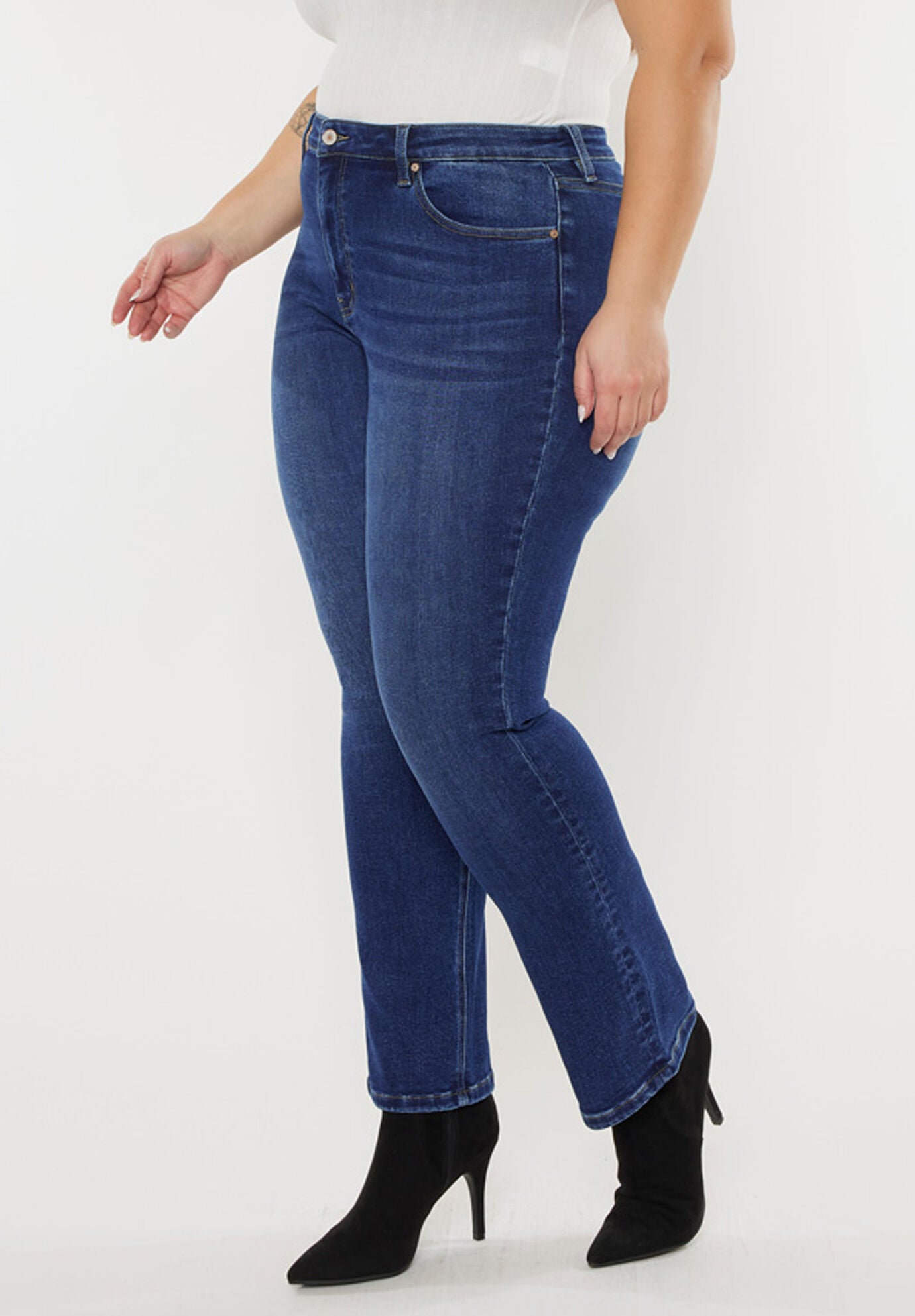 Alannah Essentials High Rise Slim Straight Leg Jeans (Plus Size), Dark Wash / Dark Wash, alternate image number 2