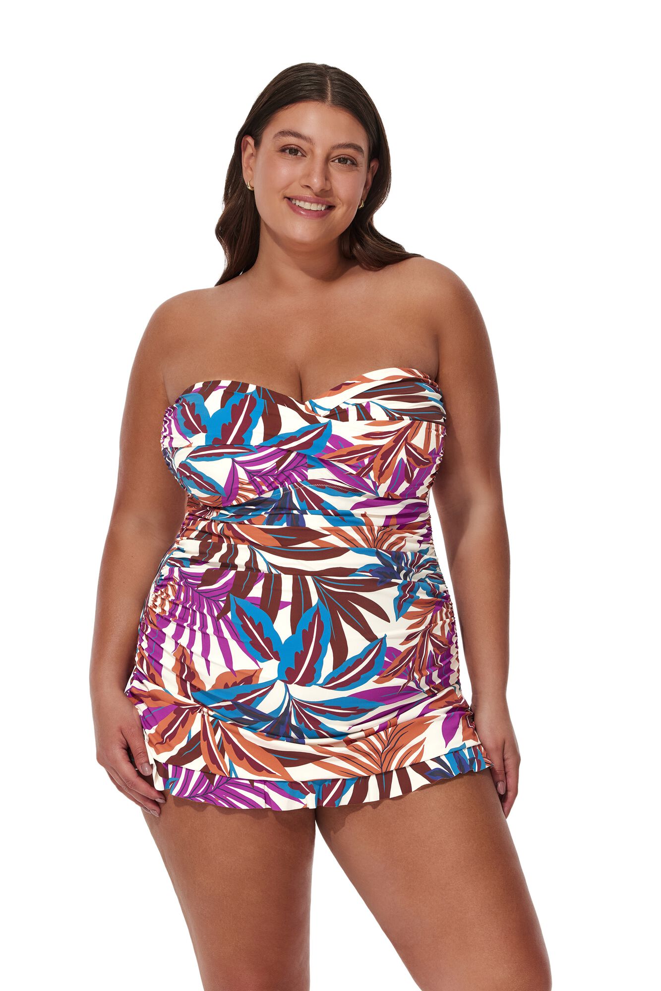 Plantopia Plus Size Bandeau Swimdress, Multi / multi, hi-res image number 0