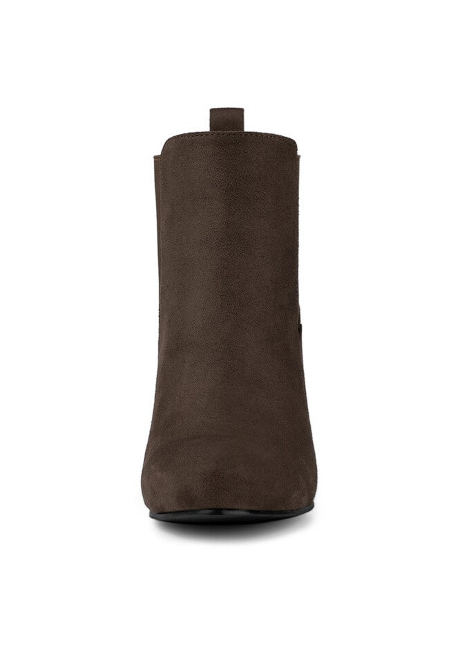 ROUND TOE CHUNKY HEEL CHELSEA ANKLE BOOTS, Coffee / Brown, alternate image number 2