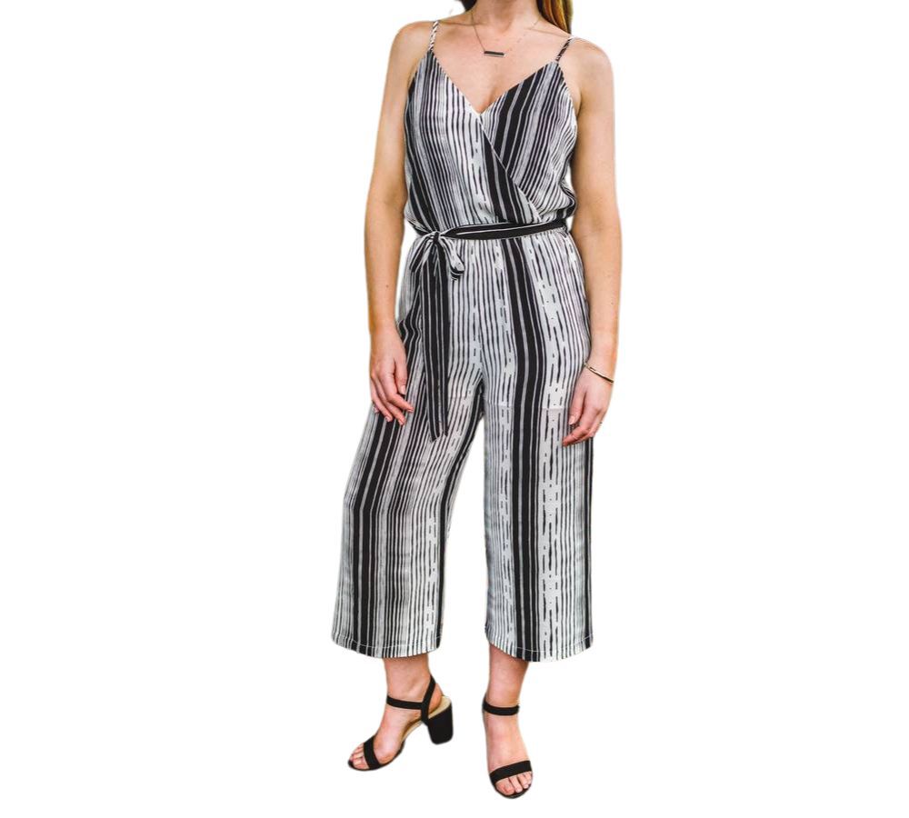 SAKURA STRIPED JUMPER IN IVORY BLACK STRIPE, Ivory Black Stripe / Black, hi-res image number 0