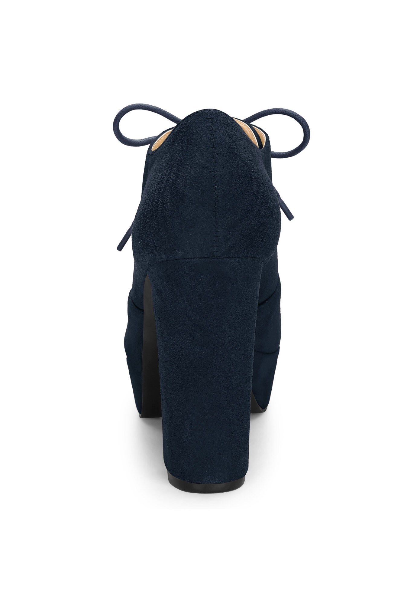 PLATFORM CHUNKY HEEL LACE UP BOOTIES, Navy Blue / Navy, alternate image number 3