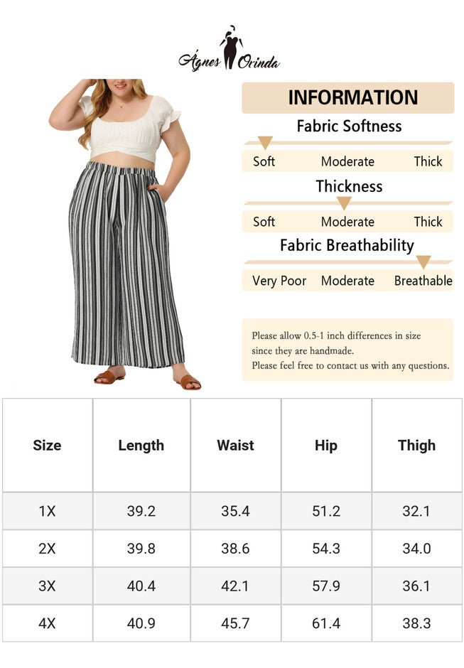 STRIPE BOHO WIDE LEG PAPER BAG PALAZZO PANTS, Black / Black, alternate image number 4