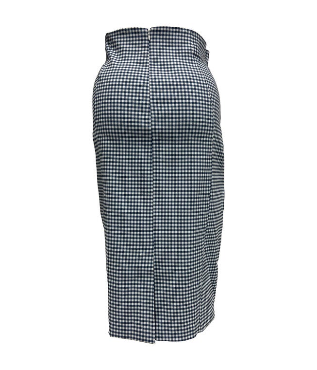 Unique Vintage Blue & White Gingham Sailor Sierra Pencil Skirt, , alternate image number 5