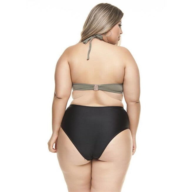 Bikini Top With Padded Cups And Metal Detailing, Cedar / Olive Green, alternate image number 1