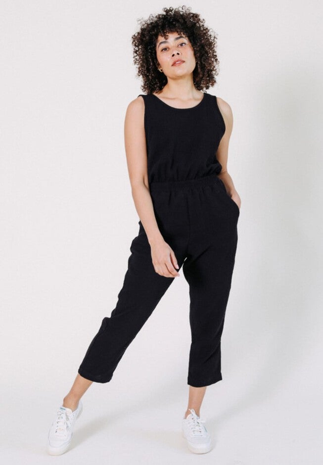 Jameela Organic Cotton Gauze Jumpsuit, Black / Black, alternate image number null