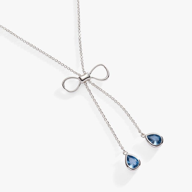 Bow Adjustable Slider Necklace, Silver / Silver, alternate image number 1