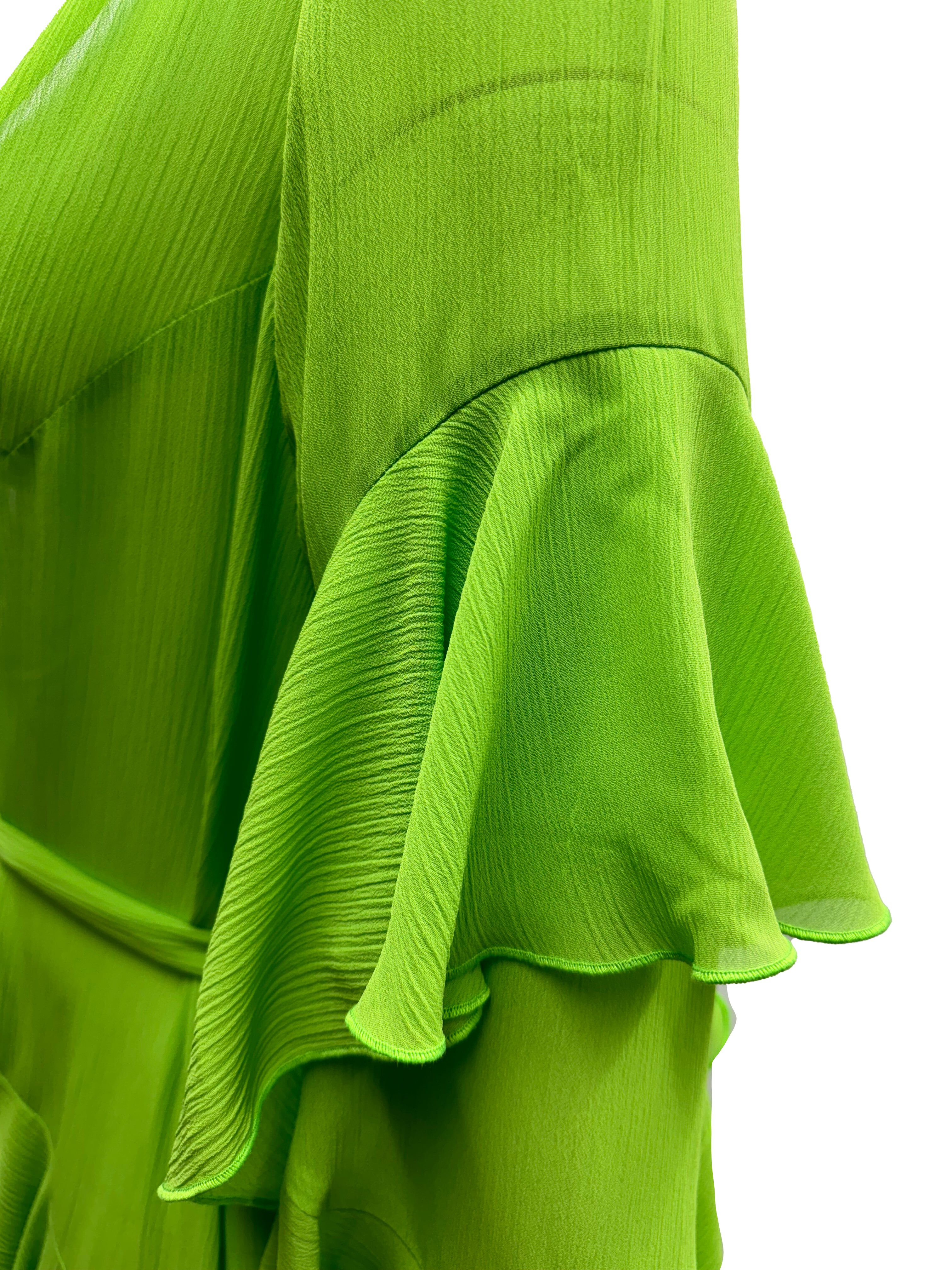 Korinne Deluxe Kaftan Neon Green, Neon Green / Light Green, alternate image number 4