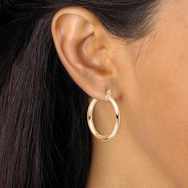3-Pair Set 18k Gold-Plated Sterling Silver Polished Hoop Earrings, Yellow / Yellow, alternate image number null