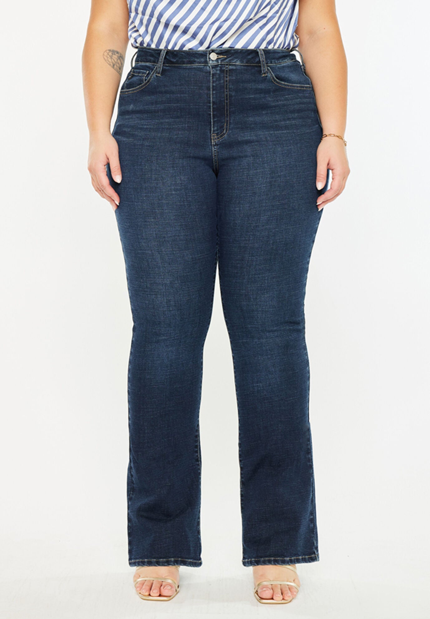 Avery Essentials High Rise Bootcut Jeans (Plus Size), Dark Wash / Dark Wash, hi-res image number 0