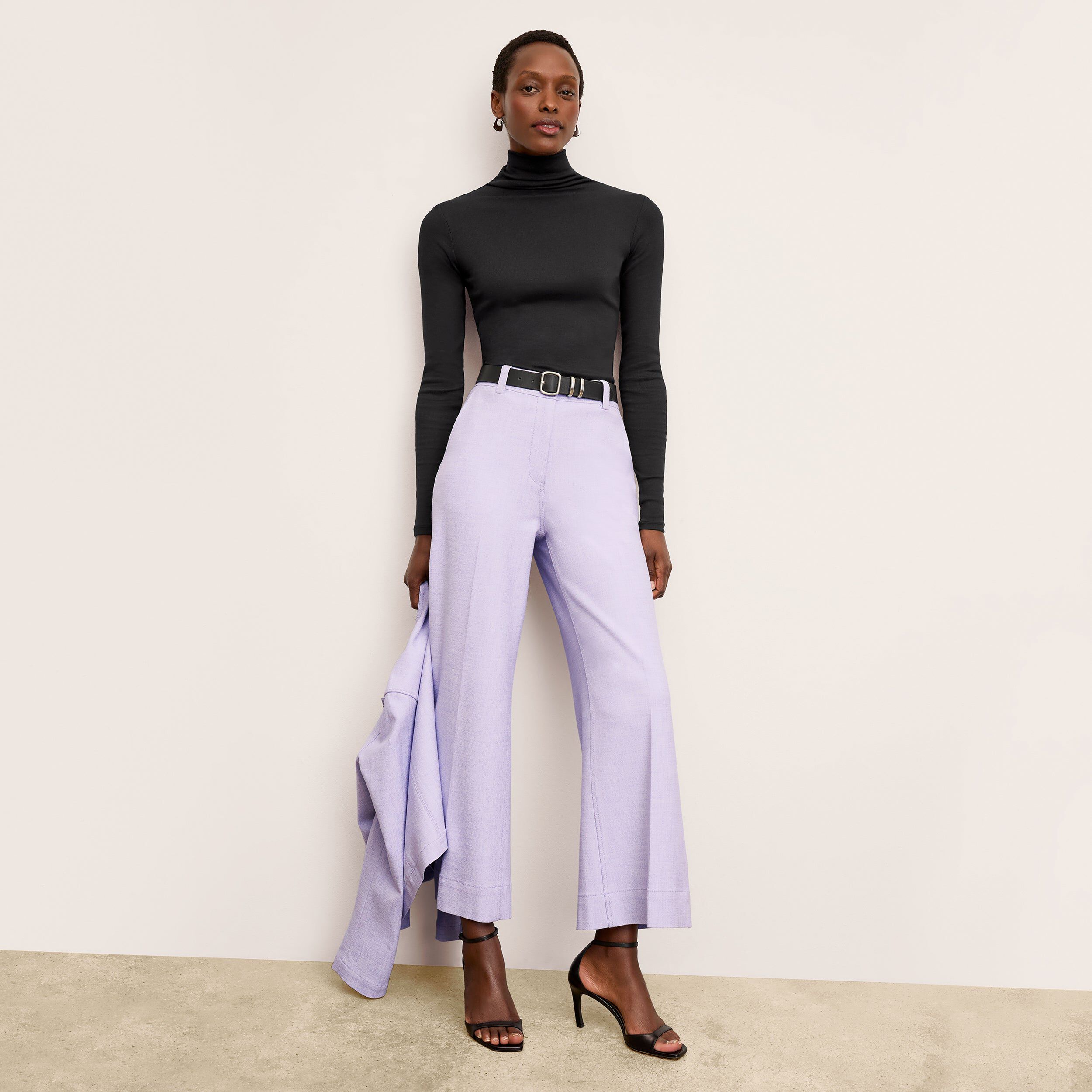 Axam Layering Turtleneck - Ribbed Pima Cotton, Black / Black, alternate image number 3