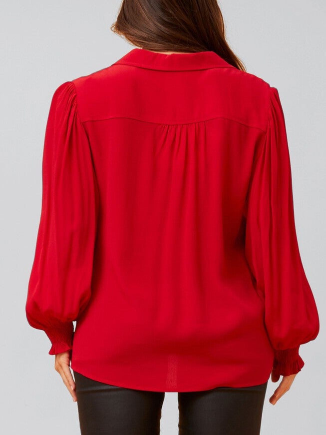 Cindy Shirt Long Puffy Fitted Sleeves Solid, , alternate image number 8
