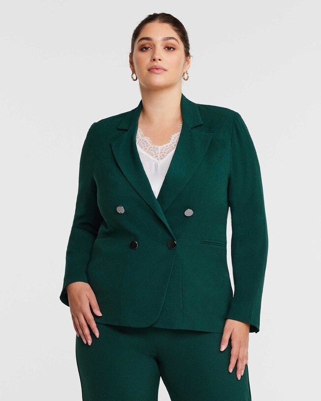 Clever Double Breasted Black Blazer, Grove Green / Forest Green, alternate image number null