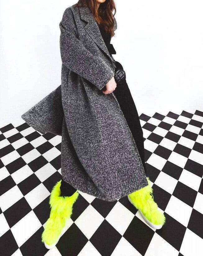 LOOSE OVERCOAT IN ASH BLACK, Ash Black / Black, alternate image number null