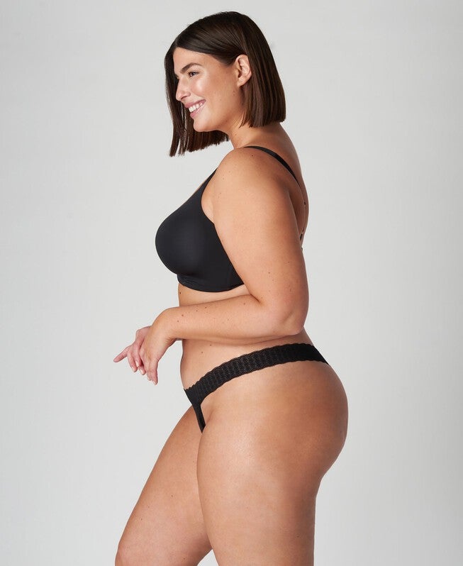 Period-Proof Organic Cotton Thong - 1 Tampon Absorption, Black / Black, alternate image number null