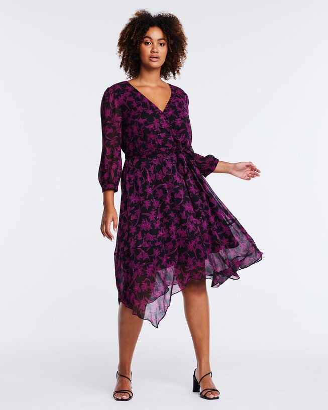 Boysenberry Bloom Dress, MagentaBlack / Black, alternate image number null