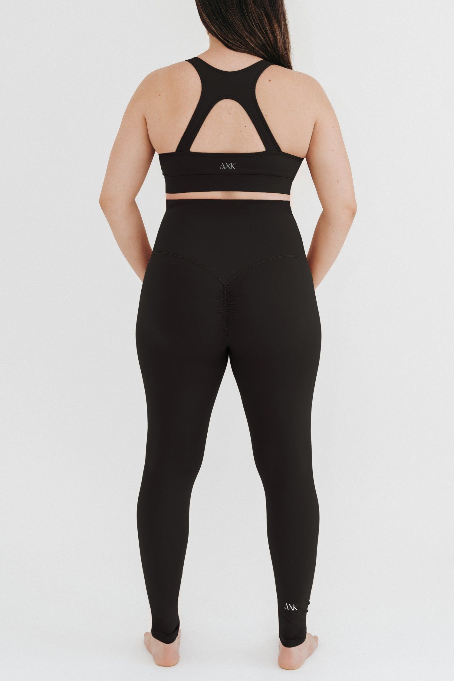 Women's Athletic Maternity Legging with Scrunched Butt Design and Supportive Belly Band, Black / Black, alternate image number 2
