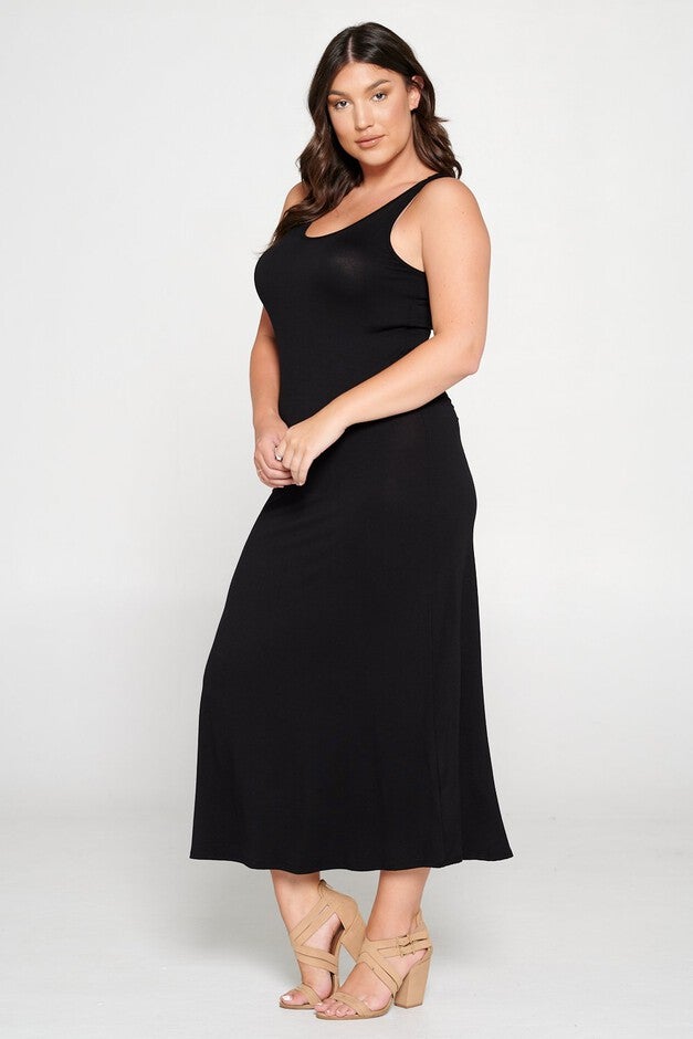 Everyday Basic Tank Maxi Dress, Black / Black, alternate image number 1