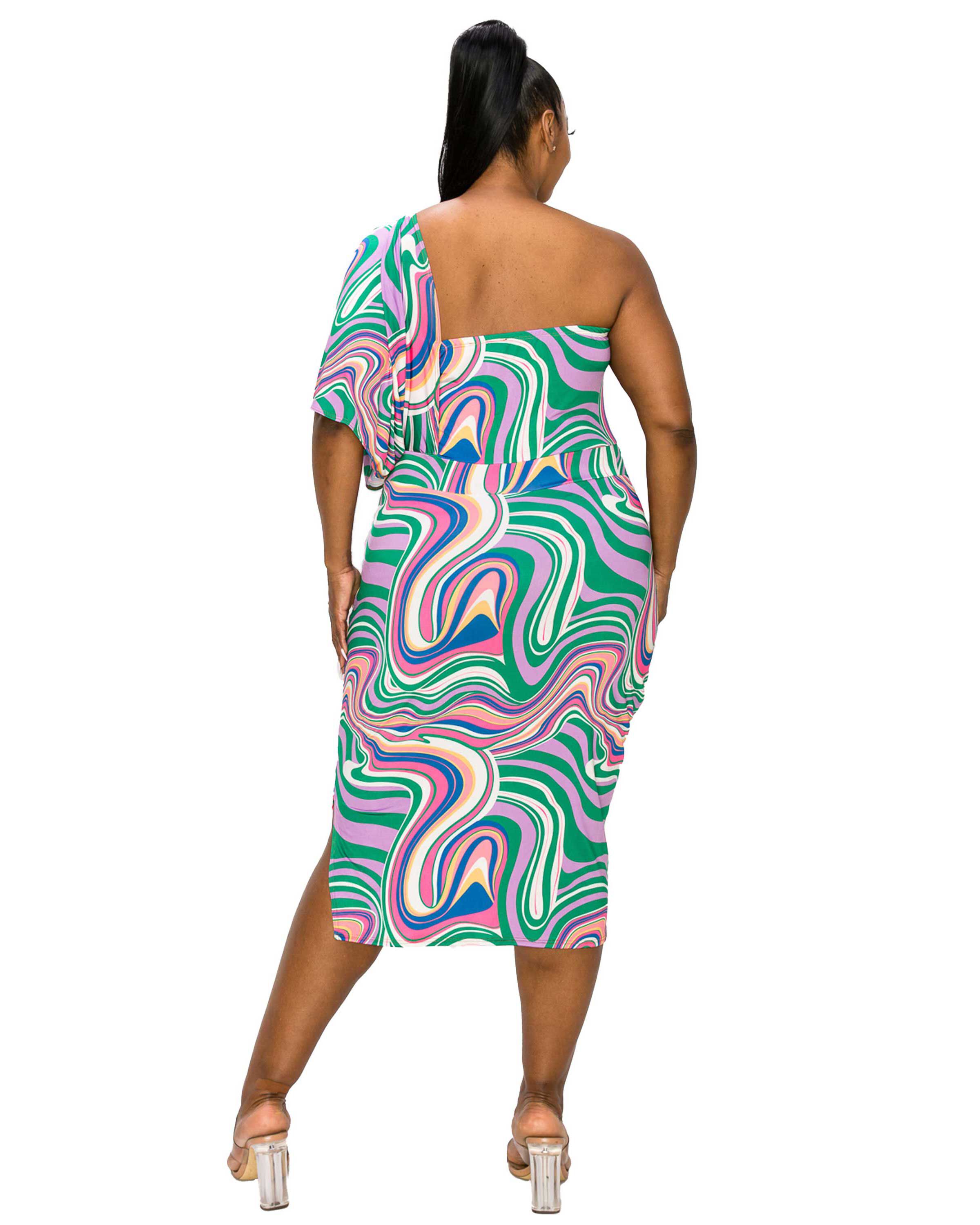 WANDA ONE SHOULDER MIDI DRESS, , alternate image number 6