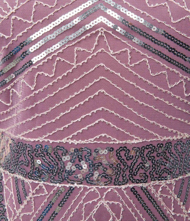 Unique Vintage 1920s Light Purple & Silver Sequin Flapper Dress, , alternate image number null