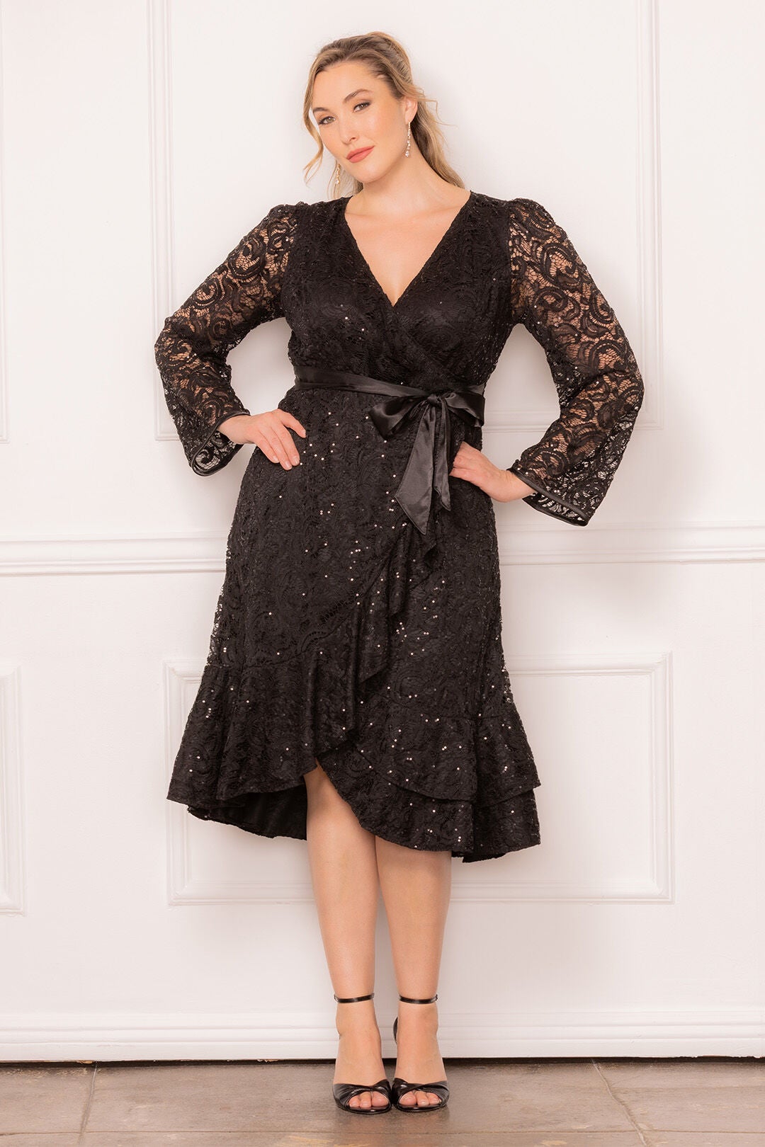 Cosmopolitan Sequin Lace Cocktail Dress, Onyx / Black, alternate image number 4
