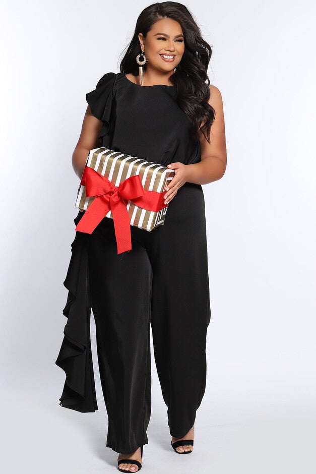 ALL ABOUT THE FRILLS JUMPSUIT, Black / Black, alternate image number 2